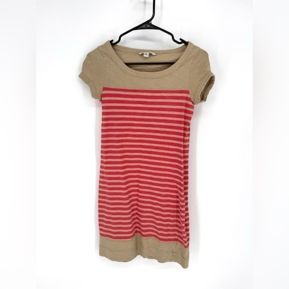 Banana Republic Red and Tan Striped Midi Dress